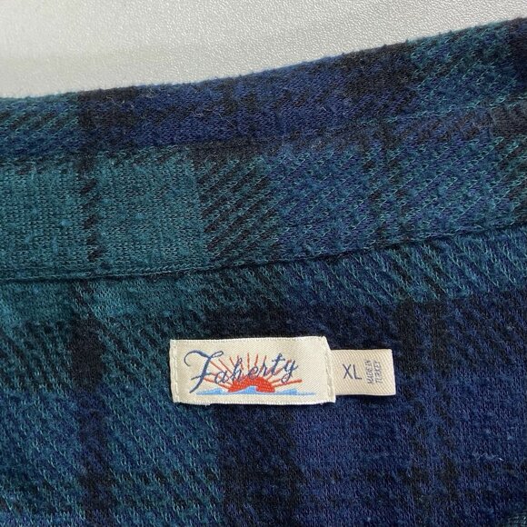 FAHERTY Legend Sweater Shirt Womens XL Plaid Flannel Button Up Blue Green - Picture 6 of 8